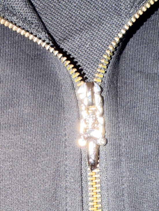 Chrome Hearts Black Zip-Up Hoodie Jacket with Light Blue Sleeve Graphics - Picture 6 of 7